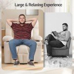 Oversized Swivel Recliner Chair with Cupholder