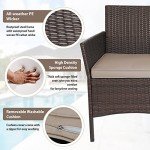 3-Piece Rattan Wicker Bistro Set with Cushions