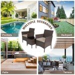 3-Piece Rattan Wicker Bistro Set with Cushions