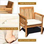 Acacia Wood 4-Piece Outdoor Sofa Set