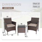 3-Piece Rattan Wicker Bistro Set with Cushions