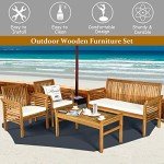 Acacia Wood 4-Piece Outdoor Sofa Set