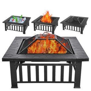 32-Inch Multifunctional Metal Fire Pit Table