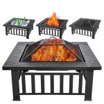 32-Inch Multifunctional Metal Fire Pit Table