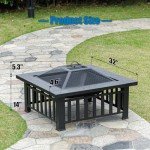 32-Inch Multifunctional Metal Fire Pit Table