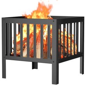 Portable 16-Inch Black Steel Fire Pit Grate