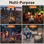 Portable 16-Inch Black Steel Fire Pit Grate