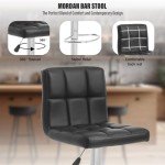 Adjustable Black PU Leather Swivel Barstools - Set of 2