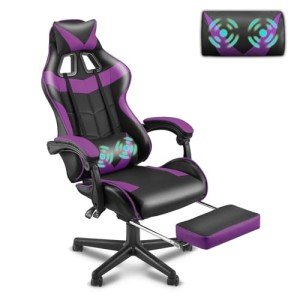 Purple Ergonomic Gaming Chair with Footrest
