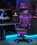 Purple Ergonomic Gaming Chair with Footrest