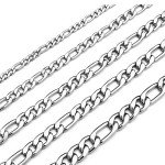 Men's 4MM Stainless Steel Figaro Chain Necklace