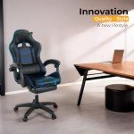 Blue Ergonomic Gaming Chair with Headrest & Lumbar Pillow