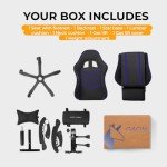 Blue Ergonomic Gaming Chair with Headrest & Lumbar Pillow