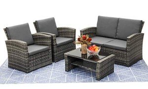 LayinSun 4-Piece Wicker Patio Conversation Set