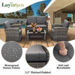 LayinSun 4-Piece Wicker Patio Conversation Set