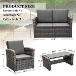 LayinSun 4-Piece Wicker Patio Conversation Set