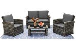 LayinSun 4-Piece Wicker Patio Conversation Set