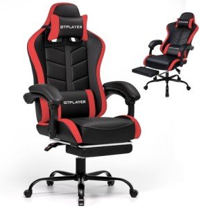 GTPLAYER Adjustable Gaming Chair with Footrest