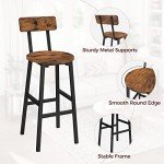 Rustic Brown Bar Stool Set - 2 Round Chairs
