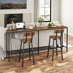 Rustic Brown Bar Stool Set - 2 Round Chairs
