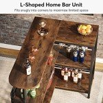 L-Shaped Home Bar Unit with Storage Shelves