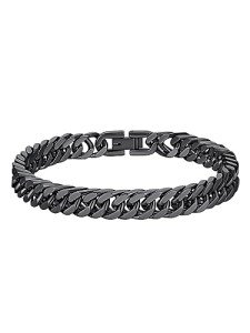 Men's Black Stainless Steel Curb Chain Bracelet