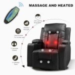 COMHOMA Reclining Rocking Chair with Cupholder and Massage