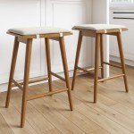 Barker Backless Solid Wood Barstools - Set of 2
