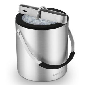 Double-Walled Stainless Steel Ice Bucket with Tongs
