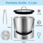 Double-Walled Stainless Steel Ice Bucket with Tongs