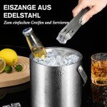 Double-Walled Stainless Steel Ice Bucket with Tongs