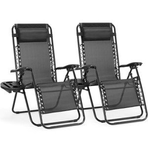 2-Pack Zero Gravity Lounge Chairs with Cup Holders