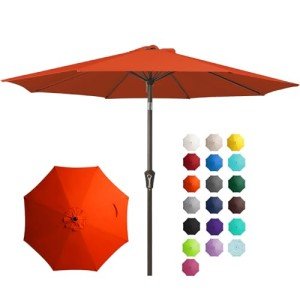 9FT Orange Patio Umbrella with Tilt and Crank