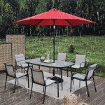 7.5FT Red Patio Umbrella with Tilt & Crank