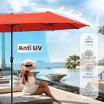 Large Double-Sided Outdoor Patio Umbrella - Orange Red