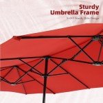 Large Double-Sided Outdoor Patio Umbrella - Orange Red