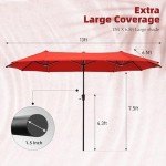 Large Double-Sided Outdoor Patio Umbrella - Orange Red