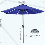 9ft Blue Patio Umbrella with 32 Solar Lights