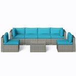7-Piece Outdoor Wicker Sofa Set with Table