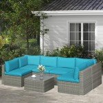 7-Piece Outdoor Wicker Sofa Set with Table