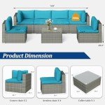 7-Piece Outdoor Wicker Sofa Set with Table