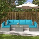 7-Piece Outdoor Wicker Sofa Set with Table