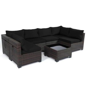 Stylish 7-Piece Rattan Patio Furniture Set