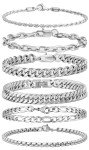 6-Piece Stainless Steel Chain Bracelets Set