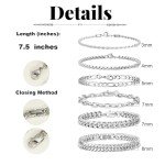 6-Piece Stainless Steel Chain Bracelets Set