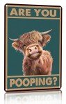Funny Highland Cow Bathroom Wall Sign 8x12