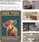 Funny Highland Cow Bathroom Wall Sign 8x12