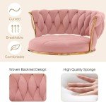 Adjustable Pink Velvet Bar Stools Set of 2