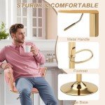 Adjustable Pink Velvet Bar Stools Set of 2