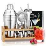 15-Piece Cocktail Shaker Set with Stand & Recipes